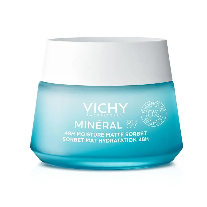 Vichy Mineral 89 Gel Sorbetto Idratante Opaco 48H con Acido Ialuronico , 50 ml