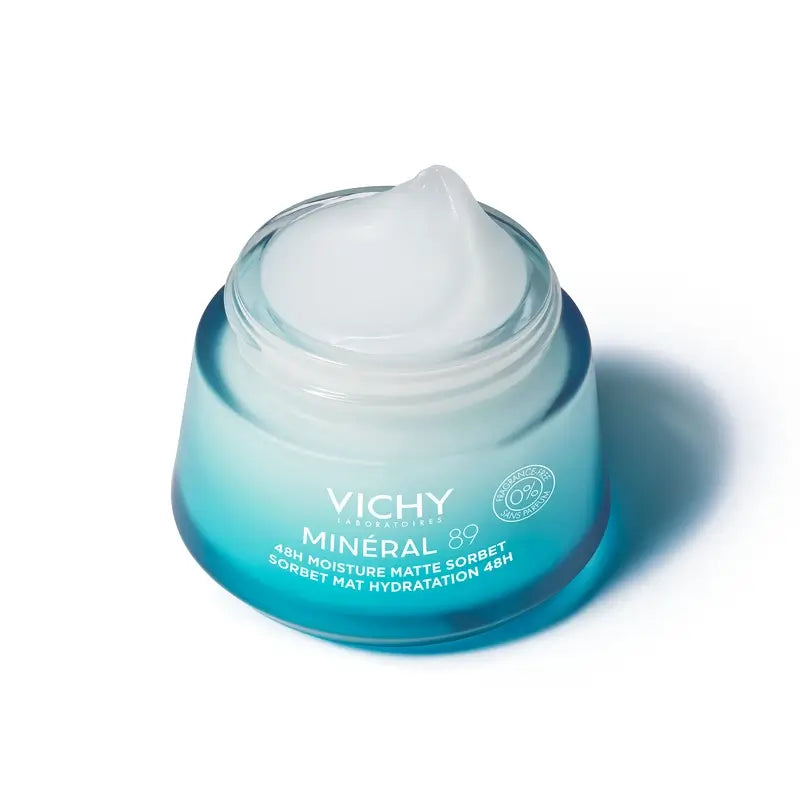 Vichy Mineral 89 Gel Sorbetto Idratante Opaco 48H con Acido Ialuronico , 50 ml