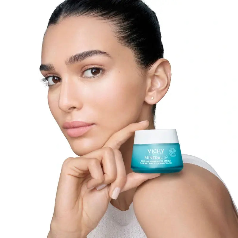 Vichy Mineral 89 Gel Sorbetto Idratante Opaco 48H con Acido Ialuronico , 50 ml