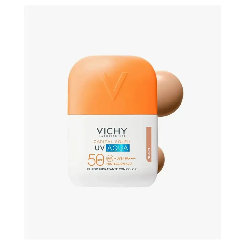 Vichy Solar Uv Aqua Fluido Idratante Spf50 Tonalità Media, 50 ml