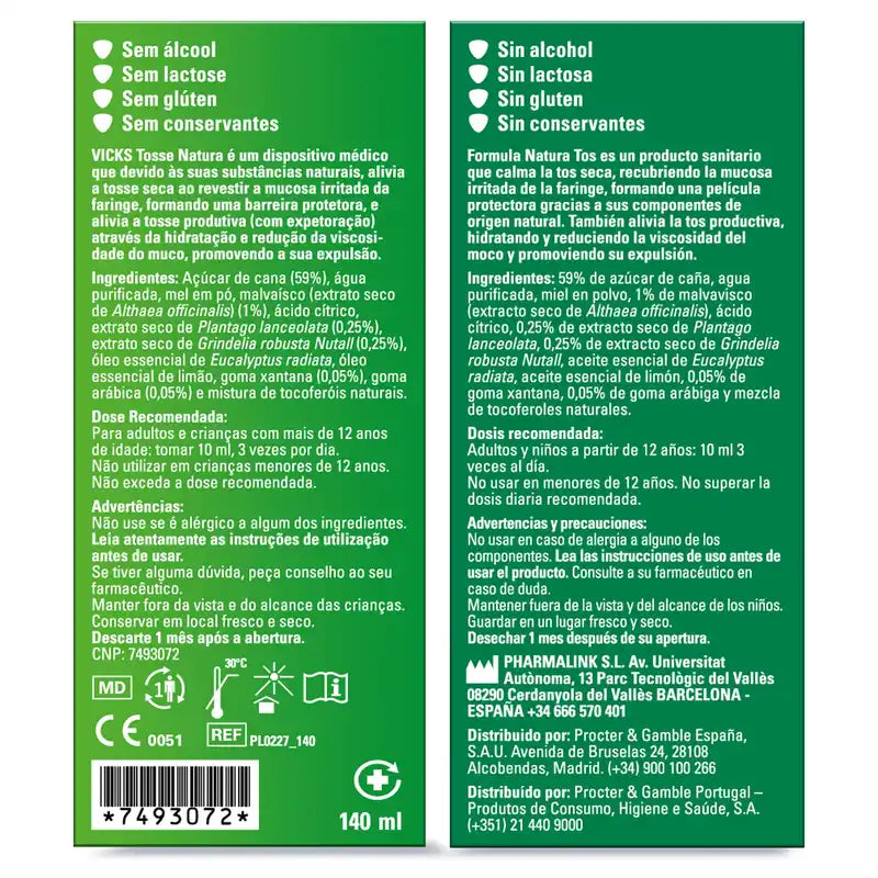 Vicks Formula Natura Tosse secca e produttiva, 140 ml