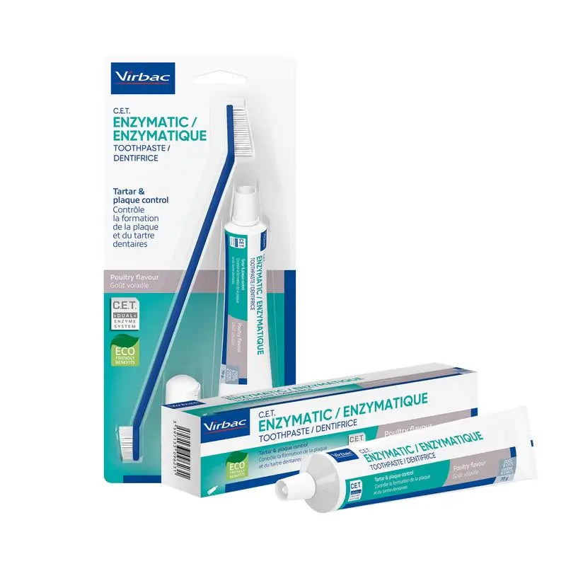 Virbac Cet Kit Spazzola + Dentifricio Enzimatico 70 gr Per animali domestici