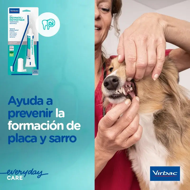 Virbac Cet Kit Spazzola + Dentifricio Enzimatico 70 gr Per animali domestici