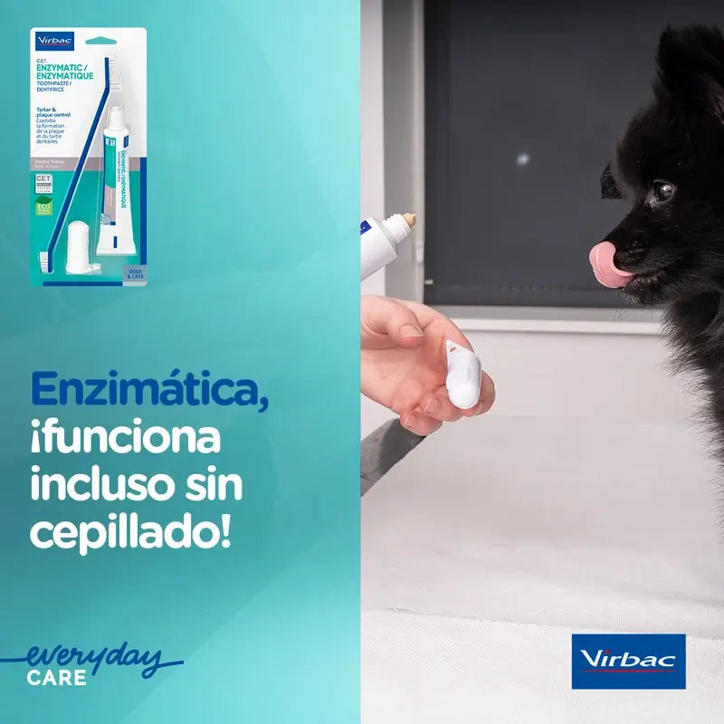 Virbac Cet Kit Spazzola + Dentifricio Enzimatico 70 gr Per animali domestici