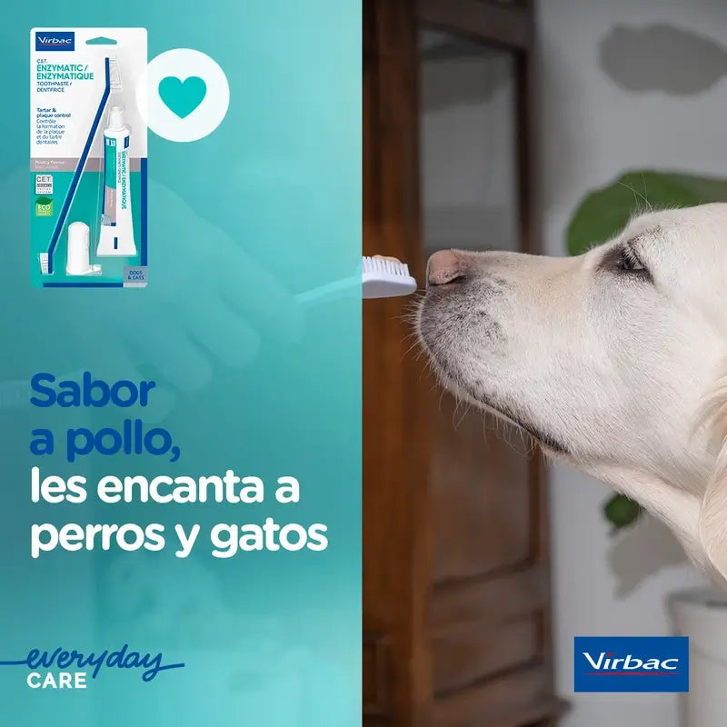 Virbac Cet Kit Spazzola + Dentifricio Enzimatico 70 gr Per animali domestici