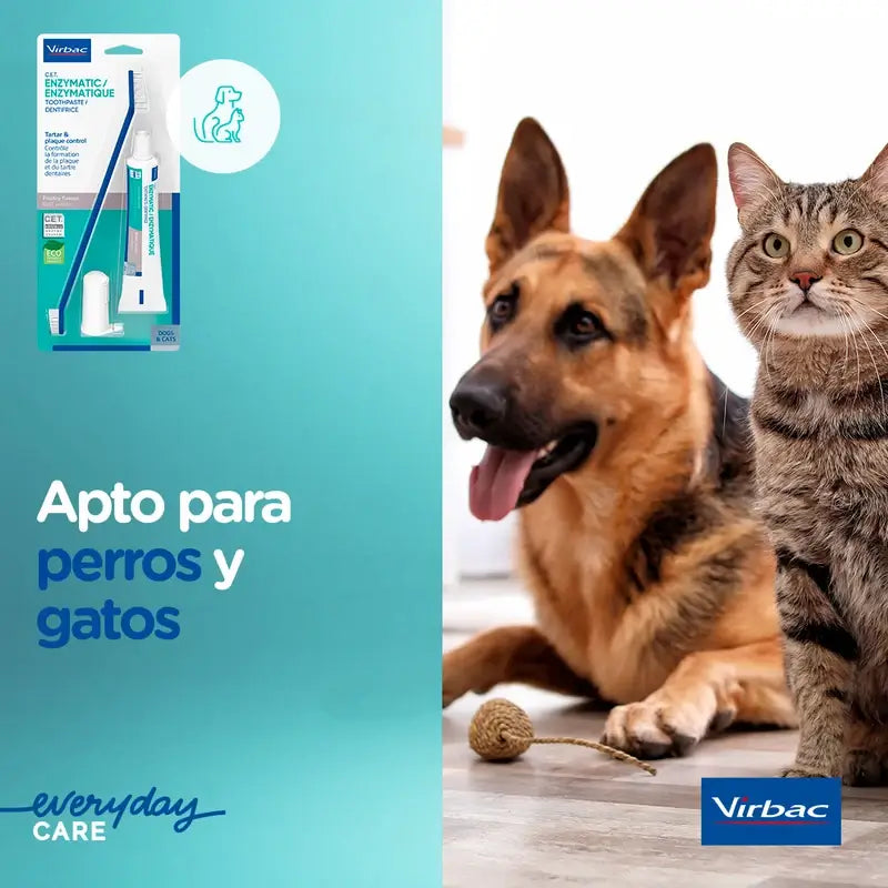 Virbac Cet Kit Spazzola + Dentifricio Enzimatico 70 gr Per animali domestici