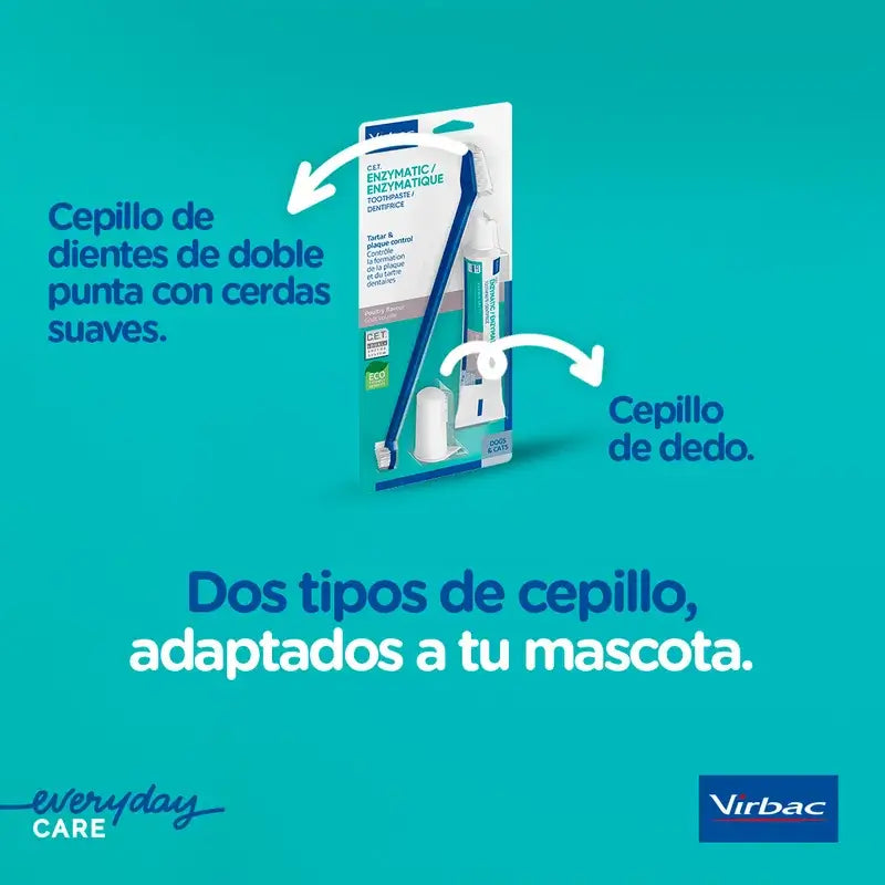 Virbac Cet Kit Spazzola + Dentifricio Enzimatico 70 gr Per animali domestici