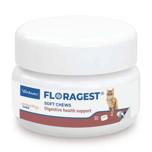 Virbac Floragest Soft Chews - Integratore alimentare per la digestione dei gatti, 1 confezione da 30 bocconcini