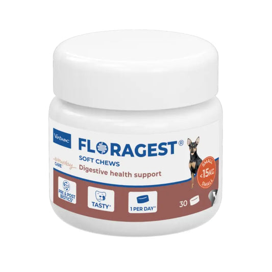 Virbac Floragest® Soft Chews - Integratore alimentare per la digestione per cani di piccola taglia 1 confezione da 30 bocconcini