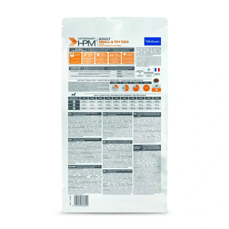 Virbac Hpm Adult Dog Small & Toy 1,5kg, alimento per cani