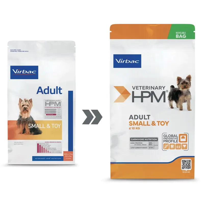 Virbac Hpm Adult Dog Small & Toy 1,5kg, alimento per cani