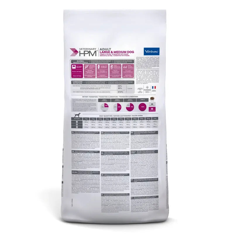 Virbac Hpm Canine Adult Large Medium 16Kg, alimento per cani