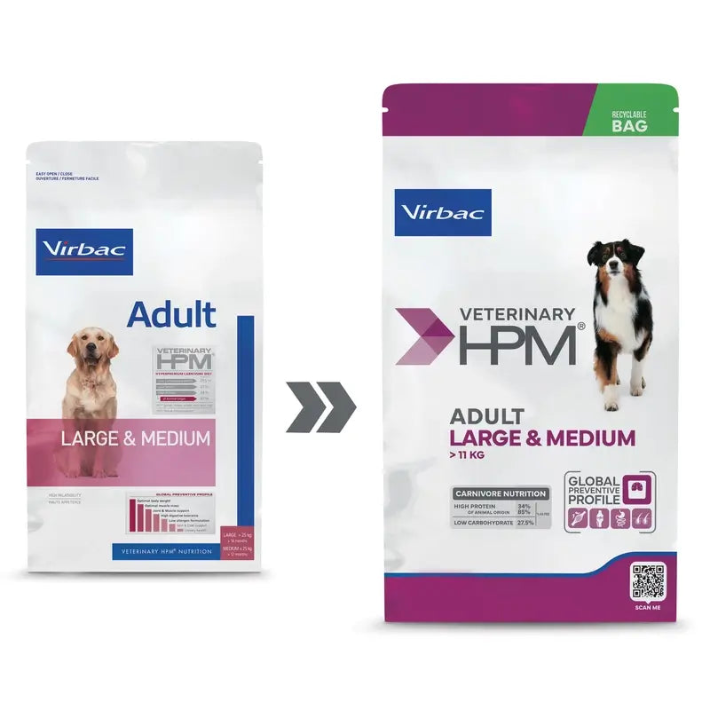 Virbac Hpm Canine Adult Large Medium 16Kg, alimento per cani