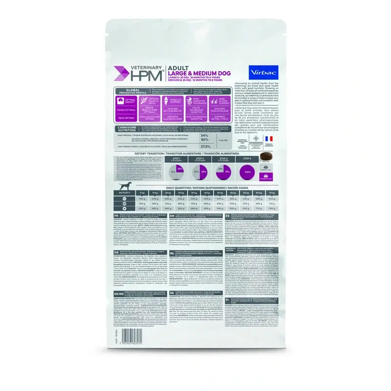 Virbac Hpm Adult Large & Medium 3Kg Cibo per cani, cibo per cani