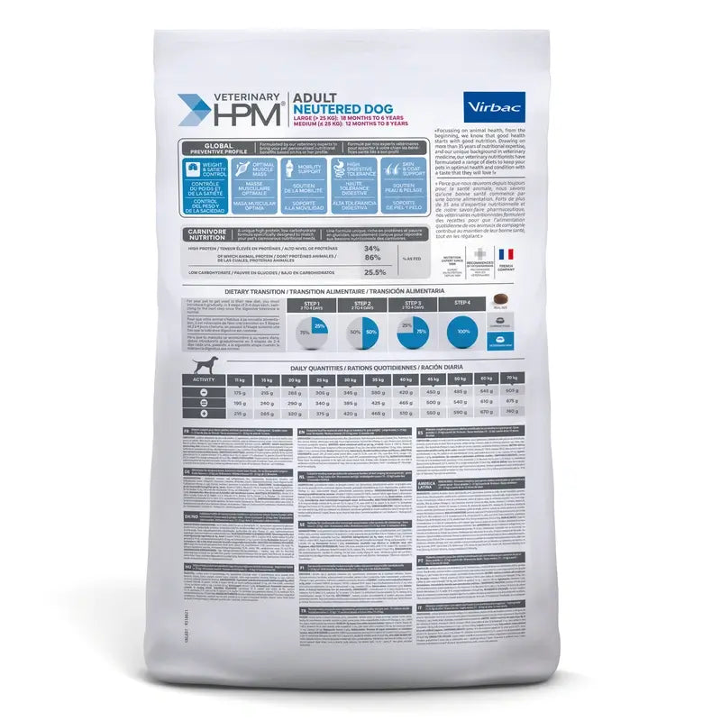 Virbac Hpm Canine Adult Neutered Large Medium 7Kg, cibo per cani