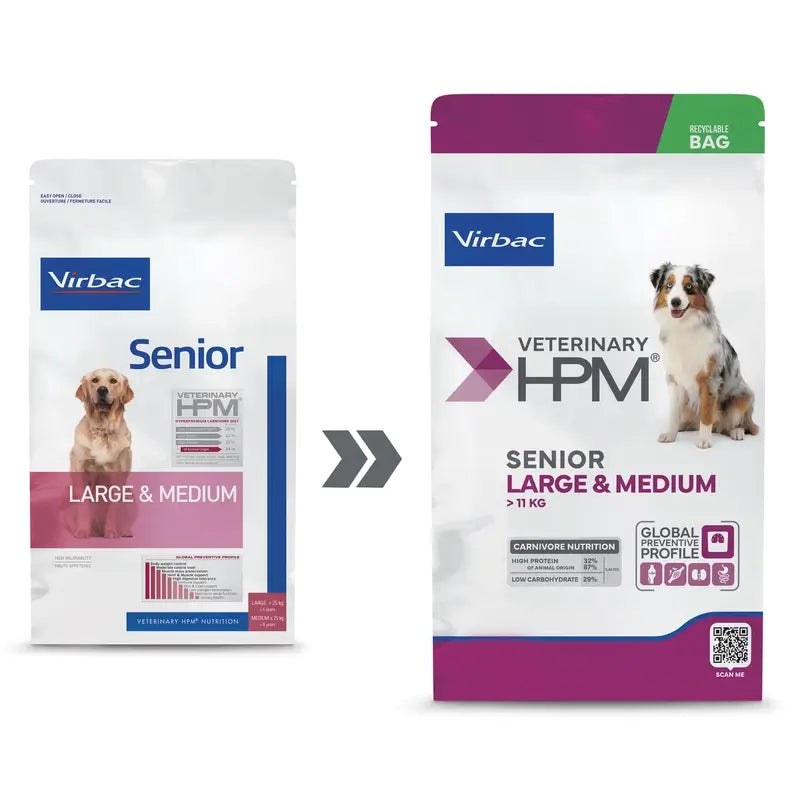 Virbac Hpm Senior Neutered Dog Large & Medium 12 Kg Cibo per cani, mangimi per cani