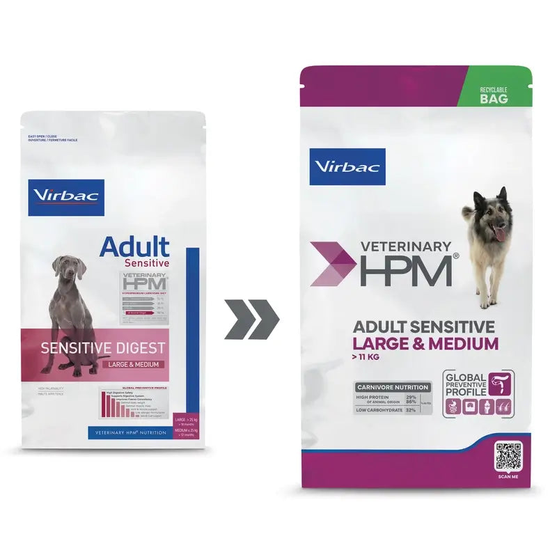 Virbac Hpm Canine Sensitive Digest Large Med. 12Kg, cibo per cani