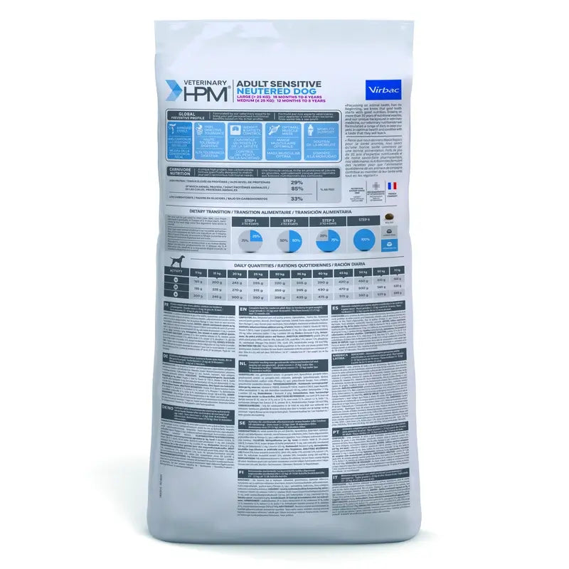 Virbac Hpm Canine Sensitive Digest Neutered Neutered Large Med. 12Kg, cibo per cani