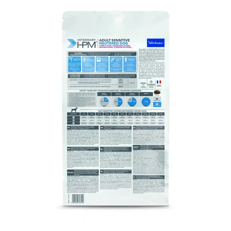 Virbac Hpm Canine Sensitive Digest Neutered Neutered Large Med. 3Kg, cibo per cani