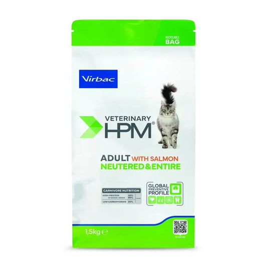 Virbac Hpm Adult Salmon Neutered & Entire Cat Food 1,5 Kg, cibo per gatti