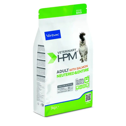 Virbac Hpm Adult Salmon Neutered & Entire Cat Food 3 Kg, cibo per gatti