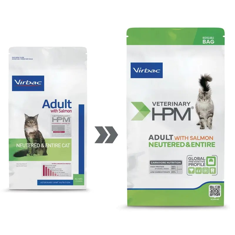 Virbac Hpm Adult Salmon Neutered & Entire Cat Food 3 Kg, cibo per gatti