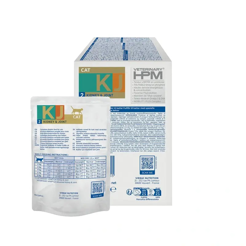 Virbac KJ2 Feline Kidney & Joint Cibo umido per gatti, 12x85g