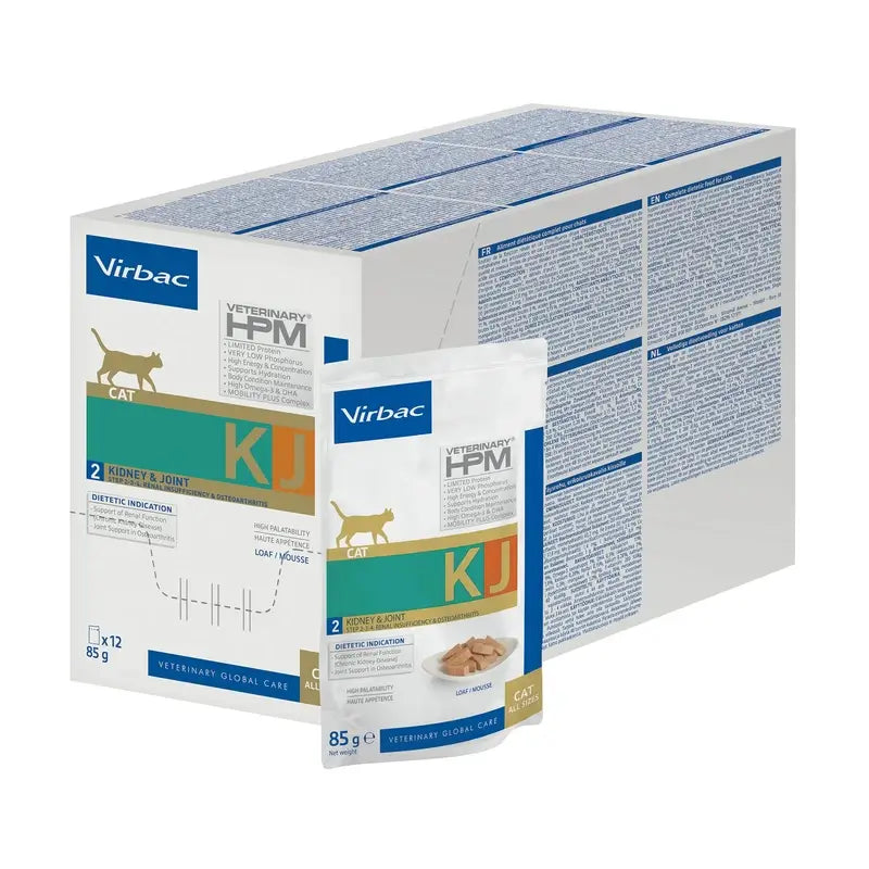 Virbac KJ2 Feline Kidney & Joint Cibo umido per gatti, 12x85g