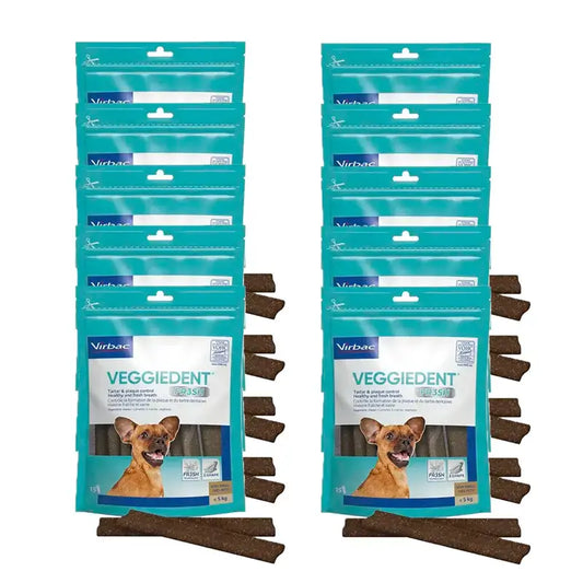 Virbac Veggiedent Fr3sh XS, snack dentali per cani di taglia molto piccola, confezione da 10 unità