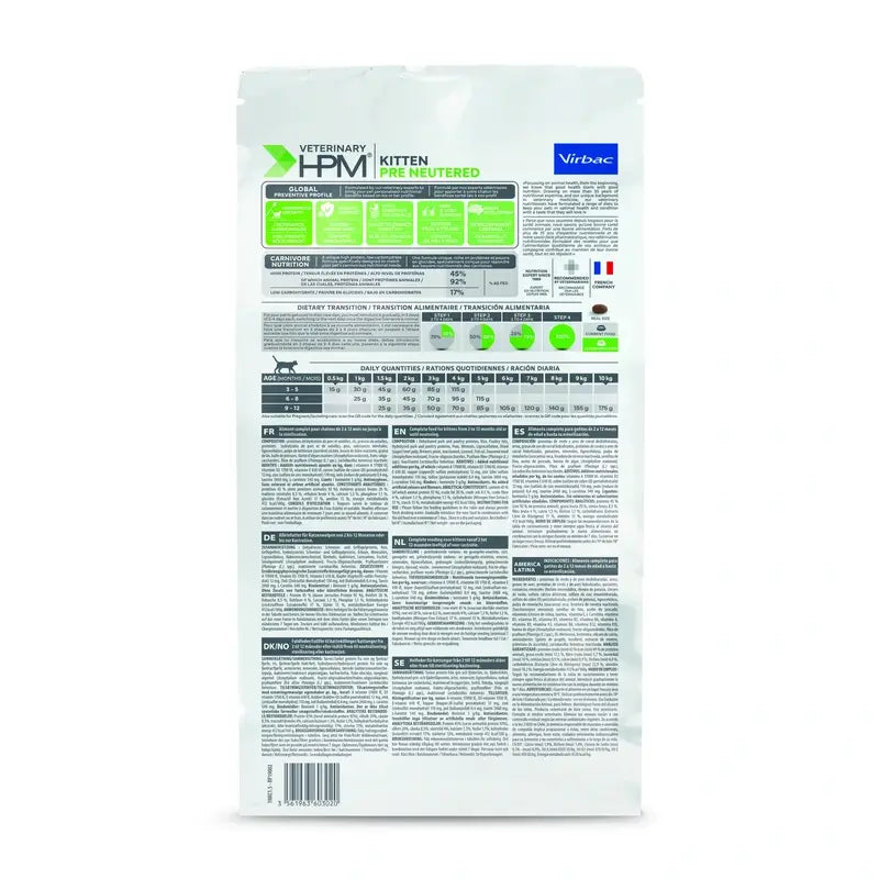 Virbac Veterinary HPM Kitten Pre Neutered Cat , 1,5 kg, cibo per gatti