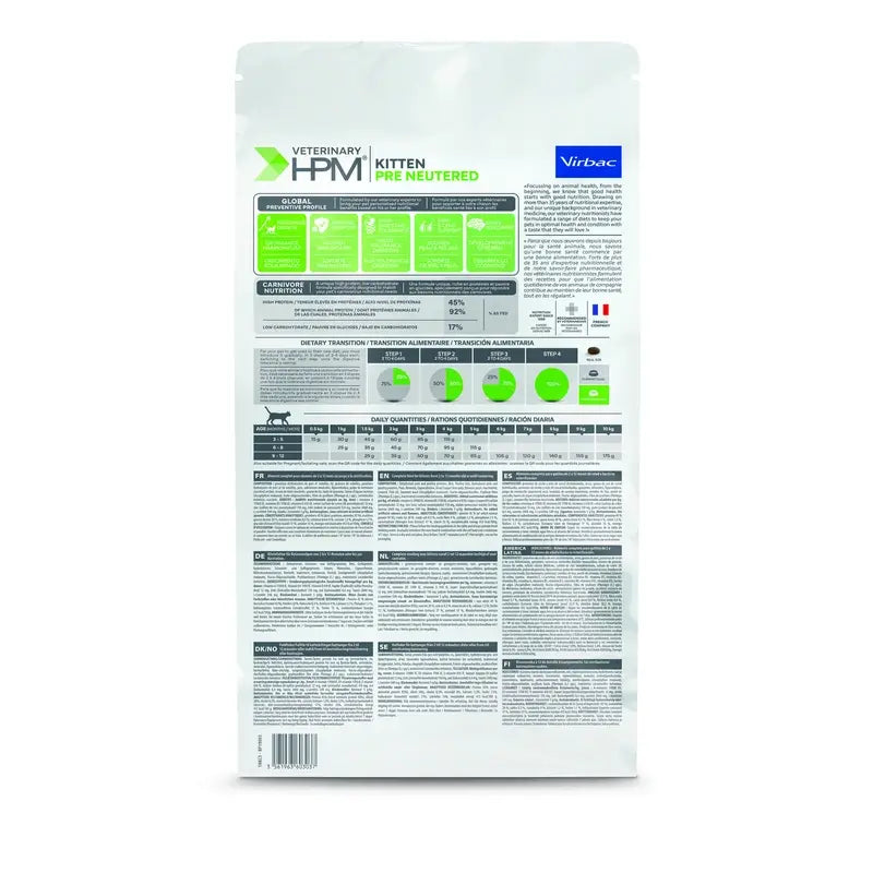 Virbac Veterinary HPM Kitten Pre Neutered Cat , 3 kg, cibo per gatti