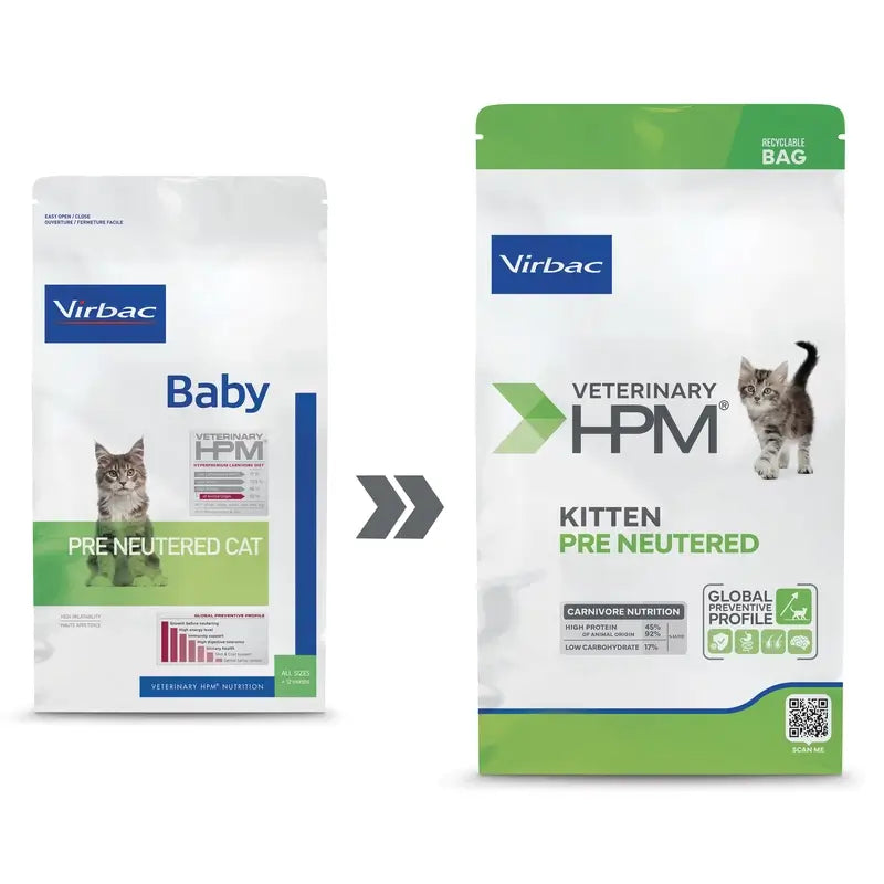 Virbac Veterinary HPM Kitten Pre Neutered Cat , 3 kg, cibo per gatti