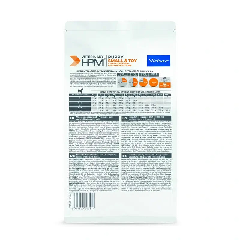 Virbac Veterinary HPM Puppy Small & Toy Dog , 400 g, cibo per cani