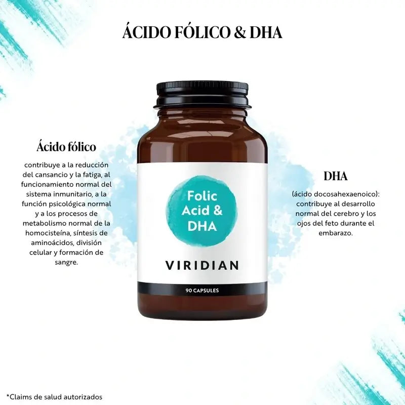 Acido folico Viridian 400Ug con Dha 90Cap.Veg.
