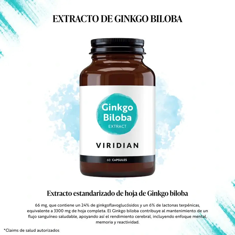Viridian Ginkgo Biloba Estratto di foglie standardizzato 60Cap.