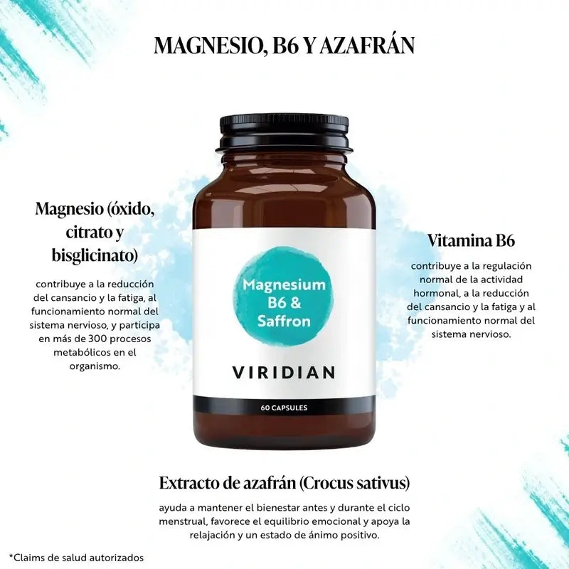 Viridian Magnesio+B6+Saffron 60Cap.Veg.