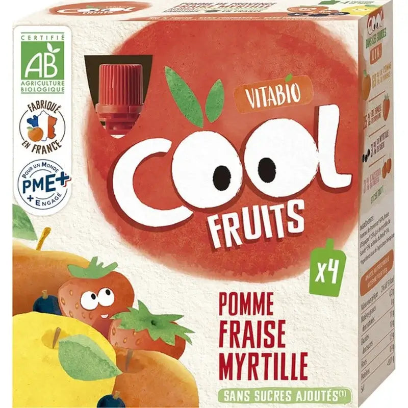 Vitabio Cool Fruits Mela, fragola e mirtillo 90 Gr, 4 unità