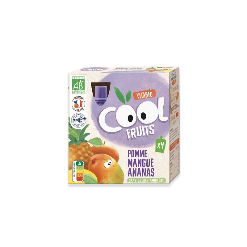 Vitabio Cool Fruits Mela, Mango e Ananas 90 Gr, 4 unità