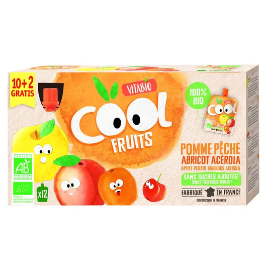 Vitabio Cool Fruits Mela, Pesca e Albicocca 90 Gr, 12 unità