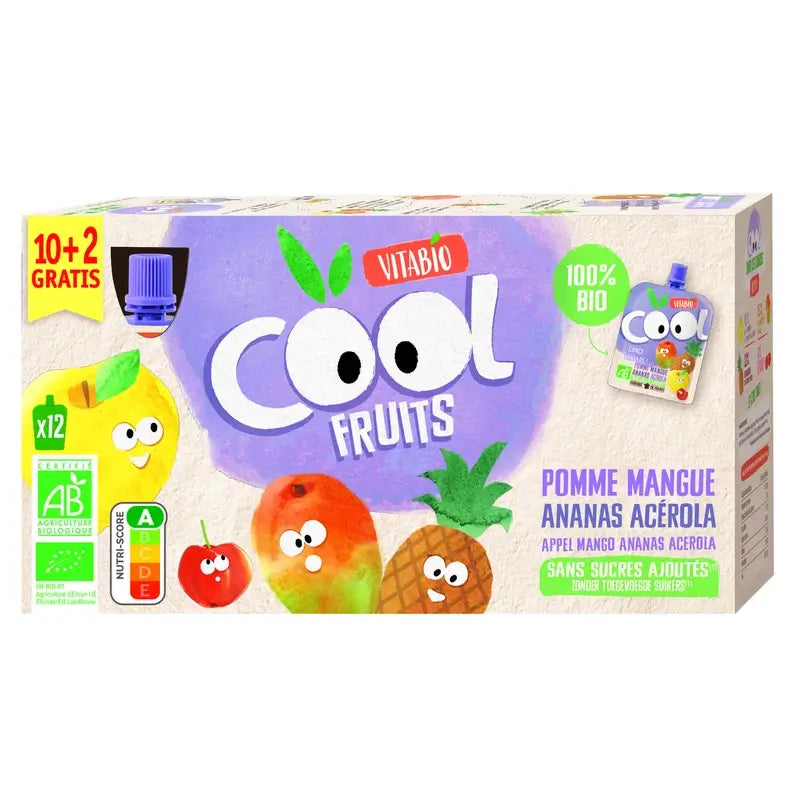 Vitabio Cool Fruits Mela e Pera 90 gr, 12 unità