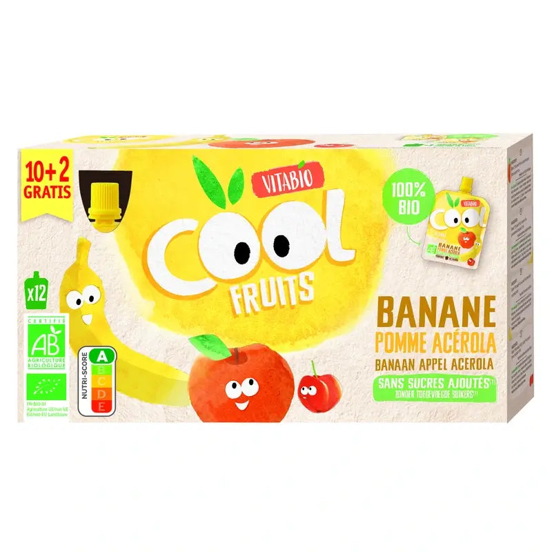Vitabio Cool Fruits Mela e banana 90 Gr, 12 unità