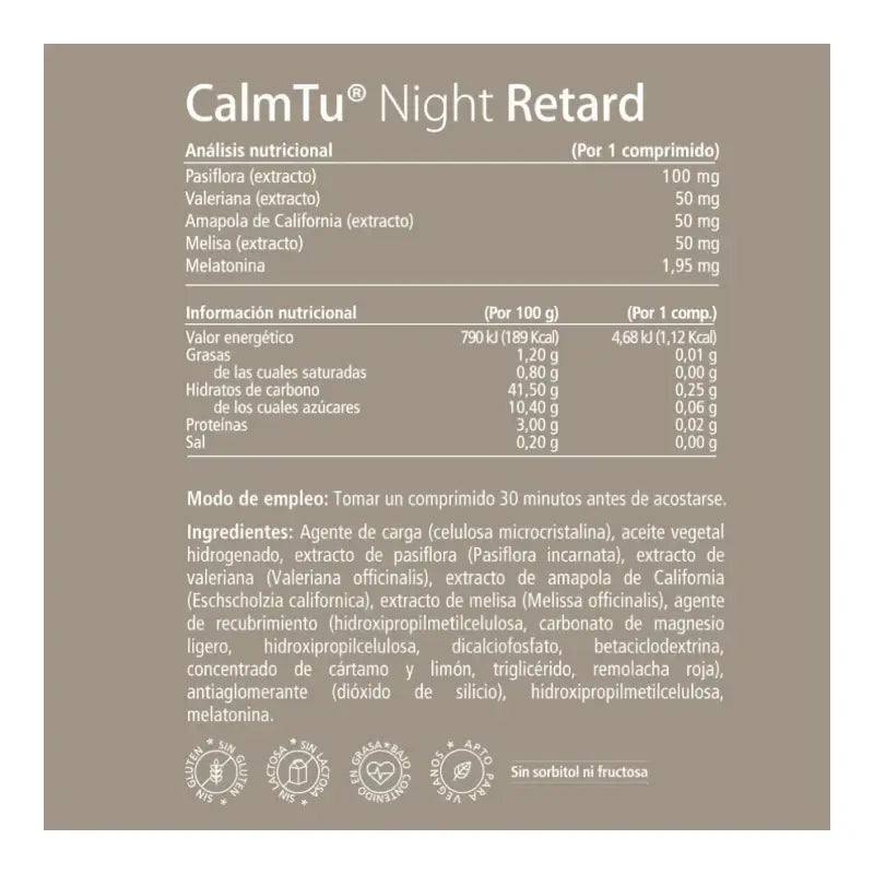 CalmTu Night Retard 60 compresse - Sonno continuo con valeriana e melatonina