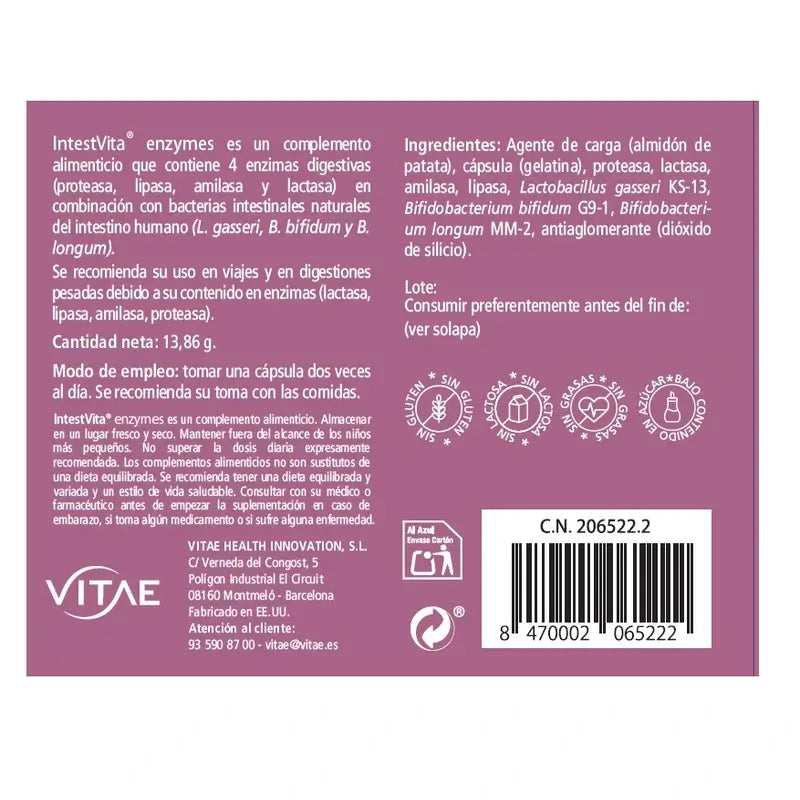 VITAE IntestVita Enzimi, 30 capsule