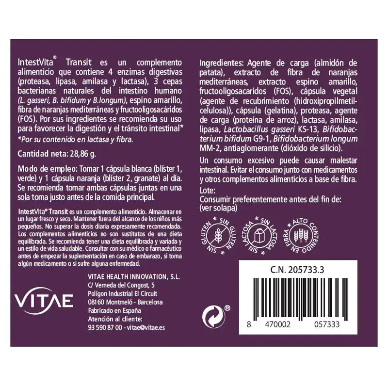 VITAE IntestVita Transit, 60 capsule