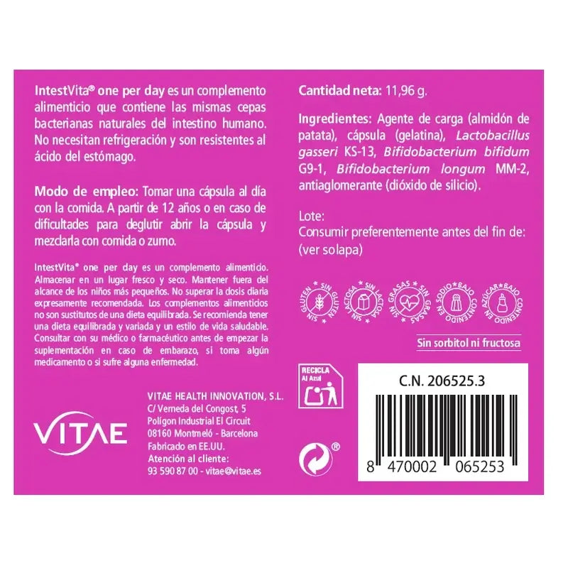 VITAE IntestVita Uno al giorno, 15 capsule