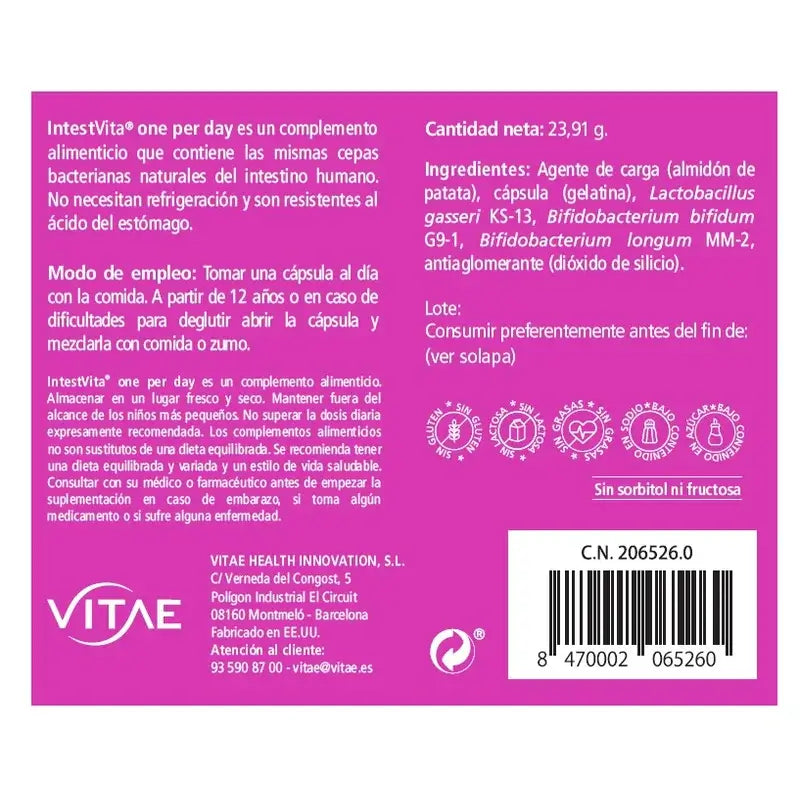 VITAE IntestVita Uno al giorno, 30 capsule