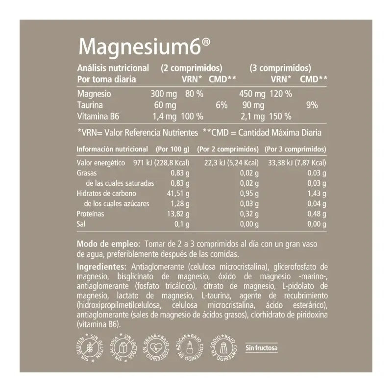Magnesium6 120 compresse - Con 6 sali di magnesio, vitamina B6 e taurina
