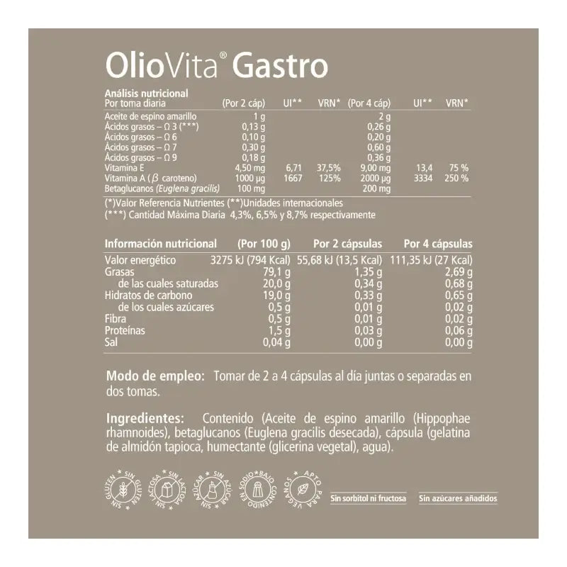 OlioVita Gastro 60 capsule - Cura dell'apparato digerente con olivello spinoso