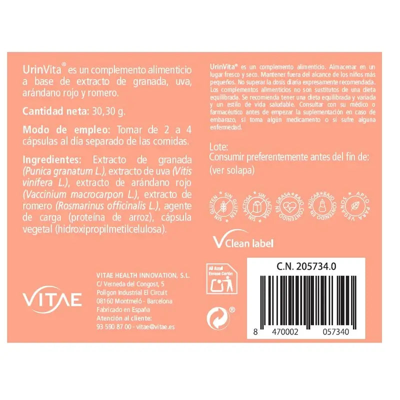 VITAE UrinVita, 60 capsule