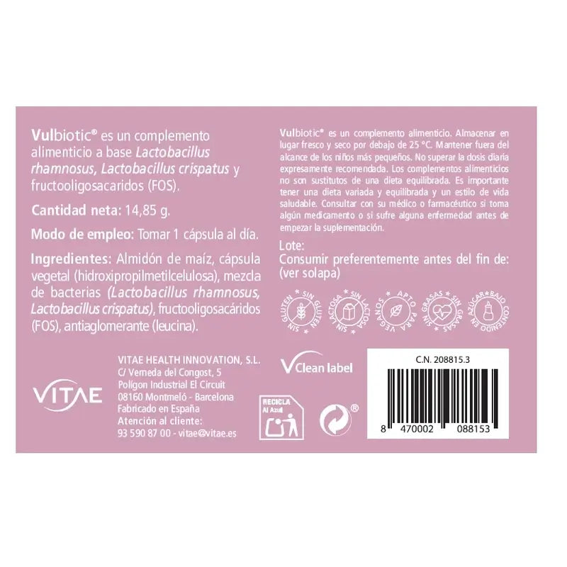 VITAE Vulbiotic, 30 capsule